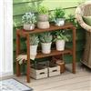 Furinno TIOMAN - Scaffale per piante a 2 livelli, espositore per più piante, vaso per piante, facile montaggio senza attrezzi, patio, balcone, giardino, legno chiaro