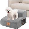 MASTERTOP Scalini per Cani 2 Gradini in Schiuma, Ampia Scale Antiscivolo per Letto e Divano, Scaletta Schiuma Alta Densità con Copertura Impermeabile Lavabile (Grigio)