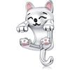 Rimgoris 925 Charm in argento sterling per donne Bracciali Collana Festa della Mamma Compleanno Gatto Chiusura Catena di sicurezza in cristallo Coccinella Gatto Imbottito Giocattoli Oro Rosa Natura