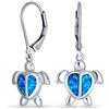 Bling Jewelry Nautico Acquatico Tropicale Spiaggia Vacanza Iridescente Verde O Blu Creato Opale Intarsio Tartaruga Mare Orecchini Pendenti Per Le Donne Adolescenti .925 Sterling Silver Fish Hook