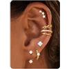 Dochais Dochai 7 Coppi Orecchini In Argento 925 Per Donne，Orecchini Creoles Set Di Orecchini Con Ear Cuff Fake Piercing Helix Cartilagine Tragus Conch Piercings Orecchino Argento Oro