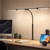 Goeco Lampada da Scrivania a LED a Doppia Testa, 119cm con Timer, Lampada Scrivania con Morsetto, 5 Colori 10 Livelli di Luminosità, per Lavoro d'Ufficio e Manuali [Classe Efficienza Energetica E]