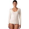 Lovable Maglia Manica Lunga in Modal e Seta, Scollo Tondo con Pizzo