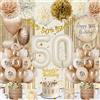 Anook Palloncini 50 Anni Compleanno Donna, Decorazioni 50 Anni Donna Beige Oro | Palloncini 50 Anni, Festoni 50 Anni Donna, Tenda Metallica per Addobbi 50 Anni Compleanno Donna