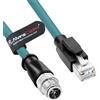Dripio Cavo Ethernet RJ45 con connettore M12 X-Code, lunghezza 2 metri, colore verde, grado di protezione IP67