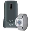 Beghelli - Kit Salvalavita Phone SLV20 Plus + Bracciale Band Telefono Anziani, gsm, SOS, Chiamata Rapida, Telesoccorso Indossabile, Ampio Display, 2.8 Pollici, Nero