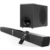 HoYLluDLL 120 W Soundbar per TV con subwoofer, 2-in-1 Split, 2026 Nuovo 2.1CH Audio Surround, 3 EQ Modalità, & Deep Bass & Voice MX, 5,9″ Wired Subwoofer, Bluetooth 5.3/ARC/Ottico/AUX, Nero