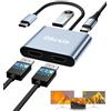 Obcxin Adattatore da USB C a doppio HDMI, splitter da 4K a 60 Hz da tipo C a HDTV per 2 monitor, USB 3.0 PD 100 W, doppio display estensibile HDMI per MacBook Air/Pro, XPS, altri laptop con porte