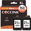 COCCINK 21 XL Cartucce per HP 21 Nero 2 Pack DeskJet F4180 F2280 F2180 PSC 1410 | DeskJet F380 F390 F4185 F4190 F2140 F2179 F2200 F2224 F2275 OfficeJet 4315 4355 4359 Fax 1250 3180 COCCINK Cartucce 21XL