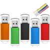 TEWENE Chiavetta USB 4 GB Set di 5 Chiavetta USB 2.0 Metallo Cromato 5 | Cappuccio trasparente di protezione, Plug & Play, (nero/blu/rosso/verde/arancione) con 5 corde, compatibile con PC/TV e auto