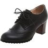 Generisch Oxford, scarpe stringate da donna, vintage, da lavoro, con lacci, in pelle, con tacco