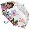 CERDÁ LIFE'S LITTLE MOMENTS Ombrello per bambini, motivo: Dora l'esploratrice, trasparente, manuale, 45 cm, 100% POE, con manico verde, aste in fibra di vetro ad alta resistenza, licenza ufficiale per pioggia e pioggia