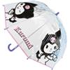 CERDÁ LIFE'S LITTLE MOMENTS Kuromi - Ombrello trasparente per bambini, Hello Kitty, 45 cm, in POE, con manico curvo, aste in fibra di vetro resistente, ideale per pioggia e scuola