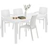 Dmora - Set Salotto da Esterno Roccaraso, Salottino Outdoor e Indoor, Tavolo Rettangolare Fisso con 4 sedie impilabili, Made in Italy, Bianco