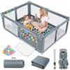Dripex Recinto Giochi Bambini Pieghevole 150x180cm Grigio Scuro. | Area gioco sicura per interno ed esterno. Dotato di borsa trasporto e anelli gioco. Palline incluse.