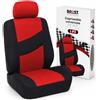 BOOST Coprisedile Auto Universale Singolo, Coprisedile Anteriore con Poggiatesta, Universale per Auto, SUV e Furgoni, Protegge da Usura e Sporco, Lavabile (Rosso, Singola)