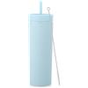 Volhoply Bicchiere sottile in plastica da 590 ml, a doppia parete con coperchio e cannuccia, riutilizzabile, da viaggio, tazza da caffè ghiacciato, senza BPA, in acrilico opaco, con cannuccia, per