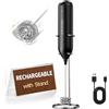 CIRCLE JOY Montalatte KJBQ-F41DX-BS-BK | Frusta elettrica a doppia molla, frusta per caffè, schiuma, miscelatore portatile per cappuccino, latte, matcha, nero