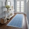 FairyStyle Tappeto con bordo ondulato, blu, 60 x 180 cm, passatoia per | Tappeto lungo, moderno, antiscivolo, a pelo corto, morbido, a prova di perdite, per ingresso, camera da letto, cucina