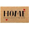 Social Crazy Tappeto zerbino personalizzato - home the best place in the world cuori - cocco naturale ideale per ingressi (Cocco naturale, 90x60 cm)