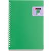 Miquelrius - Taccuino A5 a righe, copertina bicolore in polipropilene flessibile, 80 fogli di carta avorio da 80 g/m², spirale trasparente in silicone, verde/malva