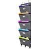 homyfort - Organizer da appendere alla porta, cartelle sospese, organizer da parete e spazio per posta, riviste, quaderni, agende, ufficio, aula, 5 tasche extra large (Nero con motivo)