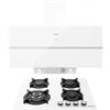 IsEasy Cappa Aspirante 90cm + Piano Cottura Incasso 4 Fuochi 60cm,Set Vetro Bianco,571m³/h,4 liv.,Funz. Residuo 1-9min,Ricircolo,61dB,7800W,Gas Nat/Propano/Butano,Prot. Termoelemento,Accens. Impulsiva