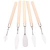 Roleader 5 Pezzi Set Spatole per Pittura in Acciaio Inox Manico in Legno | Lame di Forme Diverse, Superficie Liscia e Presa Comoda, per Argilla e Colori Acrilici in Studio