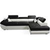 Robin Inspire Saturn Compact Divano Angolare Letto Nero Bianco Destro | Divano angolare a L da 265 cm, 4 posti con funzione letto, contenitore, 5 poggiatesta regolabili e 2 cuscini inclusi