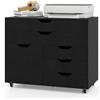 RELAX4LIFE Cassettiera Scrivania Mobile con 5 Cassetti e Anta, 100 kg Portata Massima, Ruote Girevoli con Blocco, 79x40x65 cm, per Ufficio e Casa (NER0)