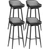 ZZINOKE Sgabelli da Bar, Set di 4, con Poggiapiedi e Schienale, Altezza di Seduta di 68cm, Sgabelli Alti, adatti per Cucine, Sale da Pranzo, penisole, Esterno, Giardino e Bar, Nero