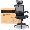 FLEXISPOT Sedia Ergonomica da Ufficio con poggiatesta 3D, schienale regolabile, braccioli pieghevoli in PU e seduta in schiuma a forma di W, inclinazione 135°, portata 180 kg, OC3 PRO AIR (Nero).