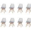 DEYARNA HOME Set di 8 Sedie da Pranzo Scandinave con Gambe in Legno,Grigio | Impermeabile e resistente, facile da pulire, Schienale Traforato a Rete, montaggio semplice, per Soggiorno, cucina e caffè
