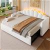 HOXINBLY Divano letto imbottito 90x200 cm con funzione estraibile e illuminazione a LED, funzione estraibile orizzontale o verticale, letto matrimoniale bianco
