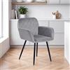 GOKHOMX Sedia da pranzo in velluto con schienale e braccioli, sedia da cucina ergonomica imbottita poltrona sala da pranzo con gambe in metallo, per cucina, soggiorno, ristorante, ufficio, grigio