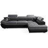 Robin Inspire Saturn Compact Divano Angolare Letto Nero Grigio Destro | Divano angolare a L da 265 cm, 4 posti con funzione letto, contenitore, 5 poggiatesta regolabili e 2 cuscini inclusi