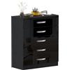 Vida Designs Hulio Comodino 5 Cassetti Alta Lucentezza, Nero