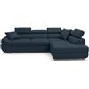 Robin Inspire Saturn Compact Divano Letto Angolare Blu Navy Destro | Divano letto angolare a L da 265 cm con contenitore, 5 poggiatesta regolabili e 2 cuscini inclusi, ideale per il soggiorno