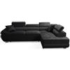 Robin Inspire Saturn Compact Divano Angolare Letto Nero Destro | Divano angolare a L da 265 cm, 4 posti con funzione letto, contenitore, 5 poggiatesta regolabili e 2 cuscini inclusi