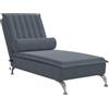vidaXL Chaise Longue Massaggi con Capezzale Grigio Scuro in Velluto