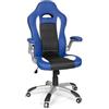 HJH Office 621890 Sedia da Ufficio Girevole GAME SPORT Pelle Sintetica, Poltrona da Gaming, Braccioli ripiegabile, Nero/Bianco/Blu