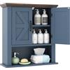 LIFEZEAL Mobiletto Bagno Salvaspazio da Parete, Armadietto da Bagno Sospeso, Pensile, con Ripiano Regolabile, Scomparto Aperto, Mobile, Moderno, per Cucina, Lavanderia, 55x19x60cm (blu)