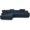 Robin Inspire Saturn Compact Divano Letto Angolare Blu Navy Sinistro | Divano letto angolare a L da 265 cm con contenitore, 5 poggiatesta regolabili e 2 cuscini inclusi, ideale per il soggiorno