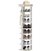 HOMCOM Scarpiera 9 Livelli con Vassoio e 2 Ganci 30x30x128.4 cm Bianco | Scaffale Portascarpe Salvaspazio, per 9 Paia, in Legno, per Ingresso, Soggiorno, Corridoio