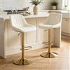 Orirsnug Set di 2 Sgabelli da Bar Velluto, Girevoli a 360°,Bianco Dorate | Sgabelli da cucina Moderni Design,Girevole a 360°,Piedi in Metallo Dorato,Per Cucina,Bar,Bancone