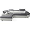 Robin Inspire Saturn Compact Divano Angolare Letto Grigio Bianco Sinistro | Divano angolare a L da 265 cm, 4 posti con funzione letto, contenitore, 5 poggiatesta regolabili e 2 cuscini inclusi