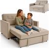 BAKAJI Divano Letto 2 Posti con Rivestimento in Velluto Premium Reclinabile, Imbottitura ad Altissima Densità, Seduta Ergonomica, Apertura Facile e Senza Sforzi, Cuscini per Sollievo Lombare (Beige)