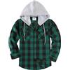 JACKETOWN Camicia in Flanella Quadri da Uomo con Cappuccio Maniche Lunghe vestibilità Regolare Camicie Casual Comode in Cotone con Taschino sul Petto Taglia M-3xl