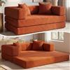 Vipbear Divano a terra convertibile 5‑in‑1 200×100×70 cm, divano‑letto in velluto a coste, schiuma ad alta densità, adatto agli animali domestici ed ergonomico, senza montaggio, Arancione