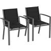 Devoko Set Di 2 Sedie Da Giardino, Sedie Da Esterno In Alluminio Per Esterni, Sedie Impilabili Poltrone Da Giardino, Per Giardino, Piscina, Terrazza, Sala Da Pranzo, Grigio Scuro
